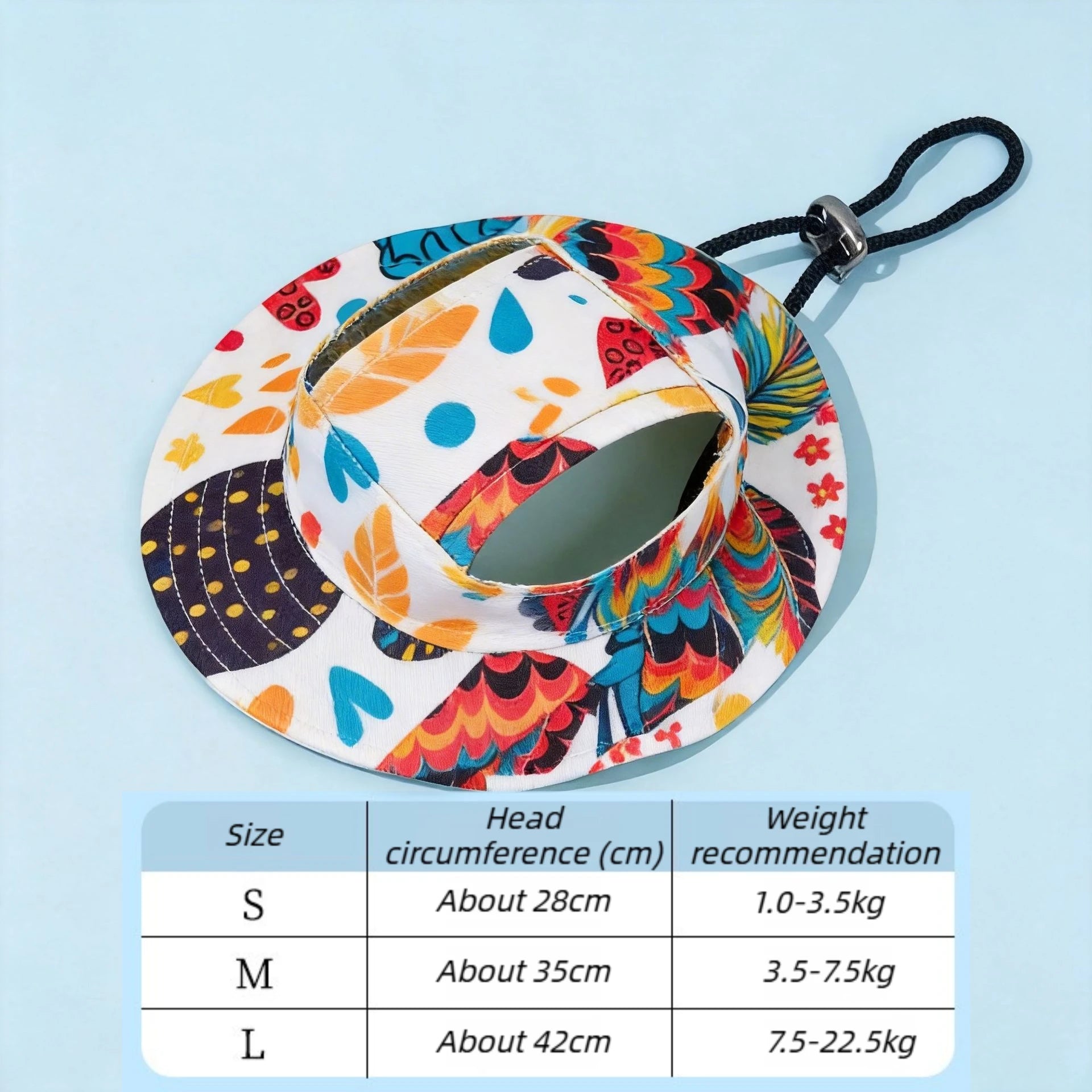 Adjustable Dog Hat Cute Print Cap for Cats, Puppies and Small to Medium Breed Dogs.
