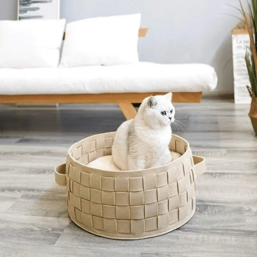 Felt Bed Hand-Woven For Cat and Dog Beds, Suitable For All Seasons and Washable.