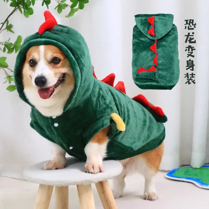 Winter Warm Dinosaur Pet Hoodie Costume XS‑4XL .