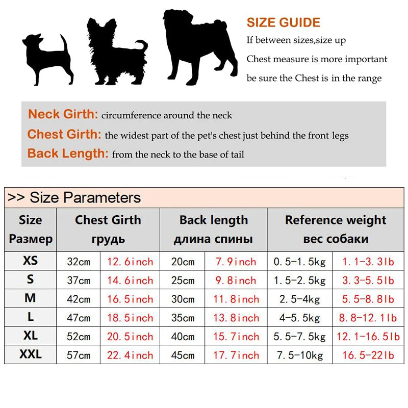 Winter Clothes for Small Dogs & Cats; Sizes XS - XXL.