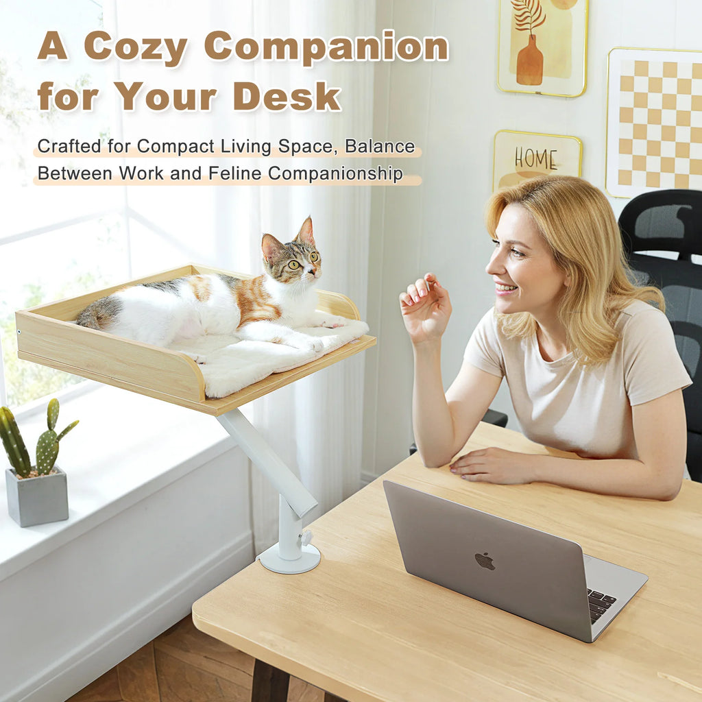 Cat Desk Bed, 360° Rotatable Cat Bed Stand for Indoor Cats.
