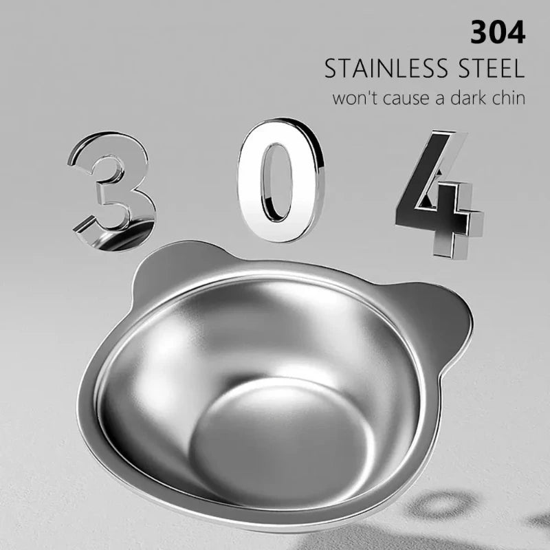 Stainless Steel Raised Cat Bowl with 15° Elevated Non-Slip Design for Cats and Puppies.