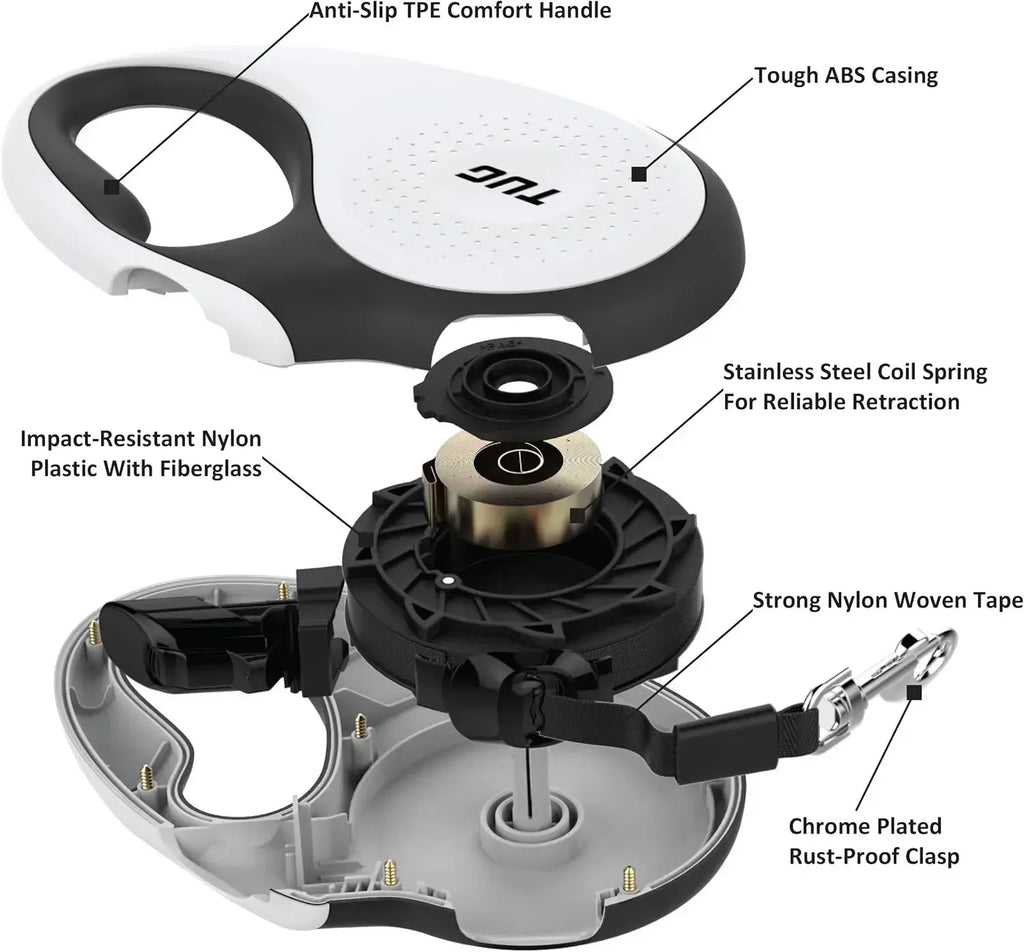 16 Ft Retractable Dog Leash With 360 Degree Tangle-Free Nylon Tape For Medium Dogs Under 55 lb.