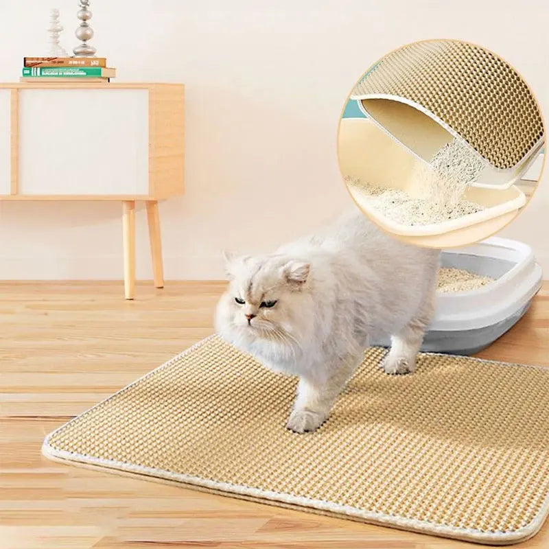 Cat Litter Mat Waterproof. Double Layer Cat Litter Mat, Trapping Pet Litter in Bottom Mat.