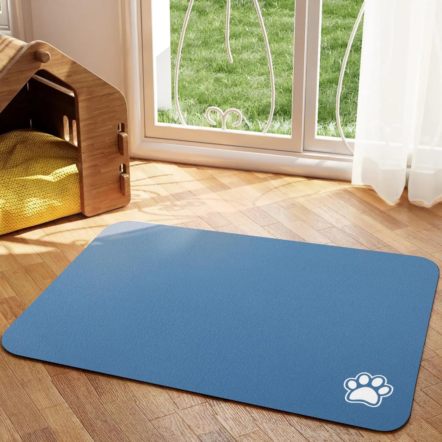 Absorbent Pet Feeding Mat for Dog and Cat Food and Water.