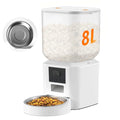 8 L Automatic Cat Feeder, Smart Pet Food Dispenser with Key Control, Voice Recorder, Dual Power Supply, Timed Auto Dog Feeder with Stainless Steel Bowl.