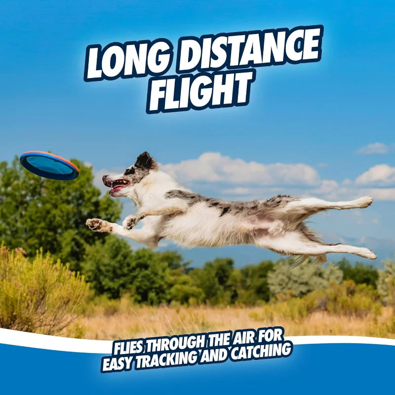 Flying Disc Dog Toy Water Floating Durable Nylon Construction with Soft Rubber Edges For Medium and Large Dogs.