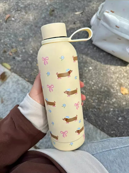 Dachshund Puppy Stainless Steel Thermos & Thermal Water Bottle.