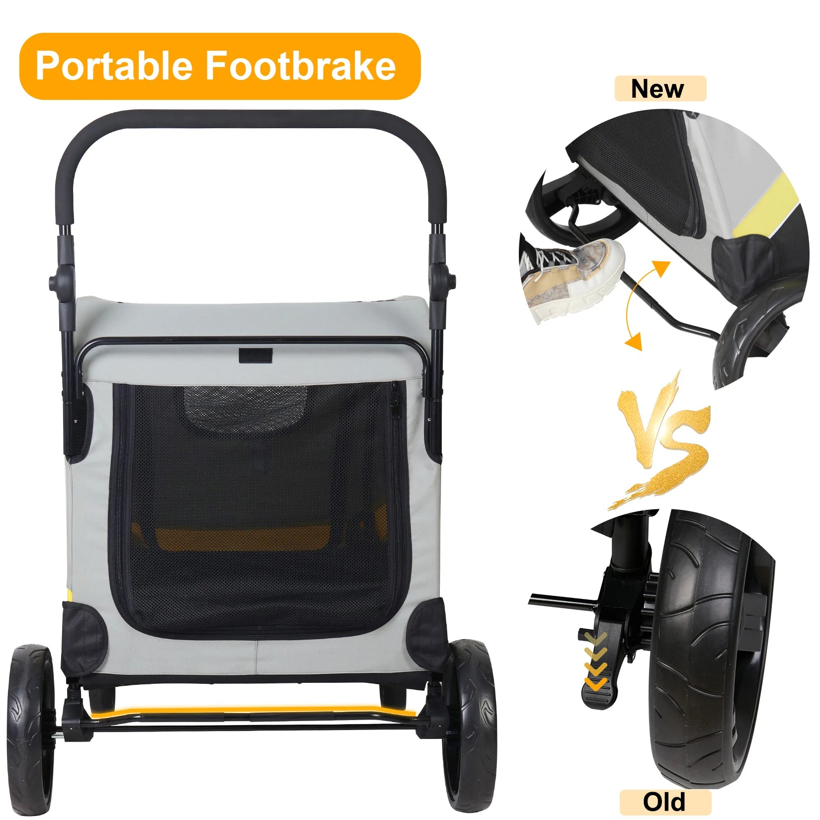 Pet Stroller for 2 Dogs, Zipper Divider, Folding Dog Jogger.