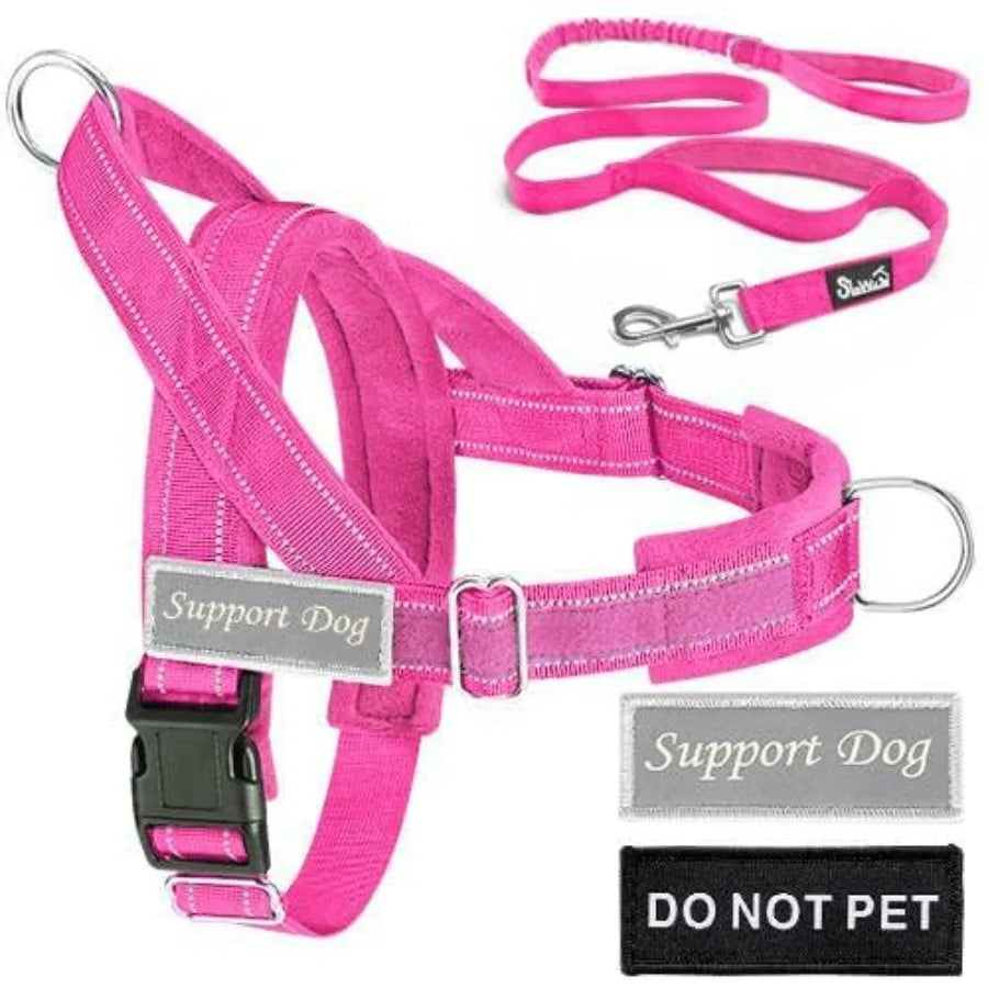 No Pull Dog Harness - Heavy Duty Dog Harness and Leash Set for Dogs.  Reflective Tactical Harness with Soft Padded and Front Clip,