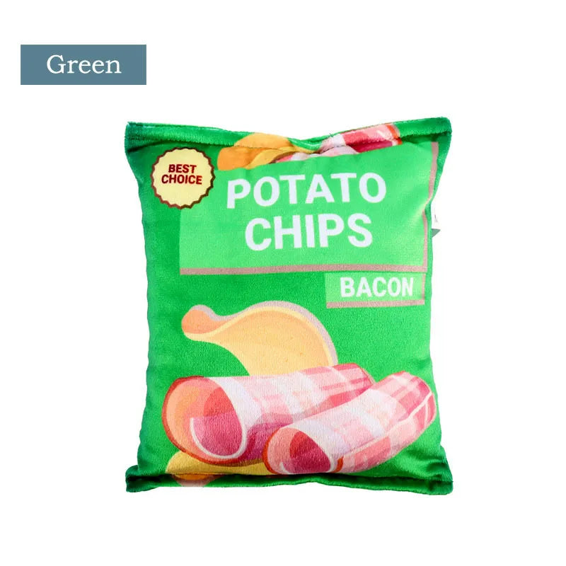Funny Dog Toy Crisps Plush Filled with Squeaky Toy and Sounding Paper for Small and Medium Dogs.