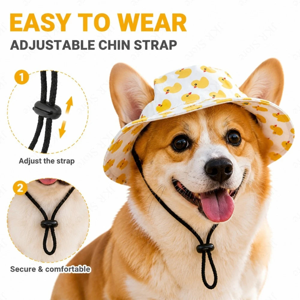 Adjustable Dog Hat Cute Print Cap for Cats, Puppies and Small to Medium Breed Dogs.