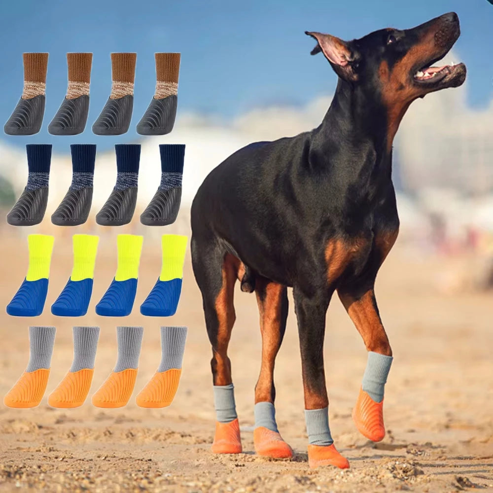 4 Pcs Outdoor Pet Dog Boots, Paw Protectors, Comfortable, Waterproof, Anti-slip Boots For Small, Medium, Large Dogs and Cats.