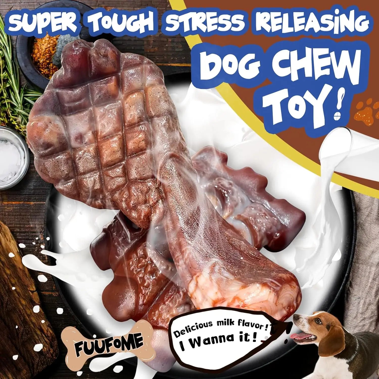 2 Pack Indestructible Dog Chew Toys for Aggressive Chewers - Tough Nylon Bones for Large Breeds