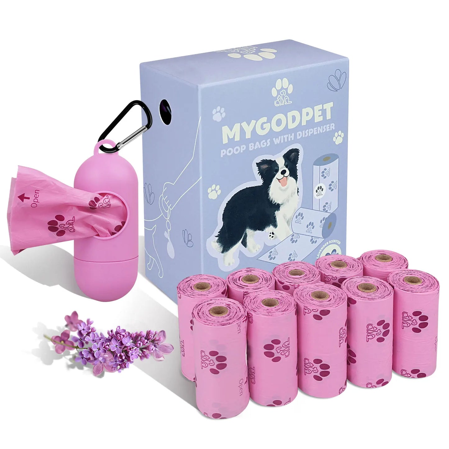 Dog Poop Bags Rolls with Dispenser 150 Count.