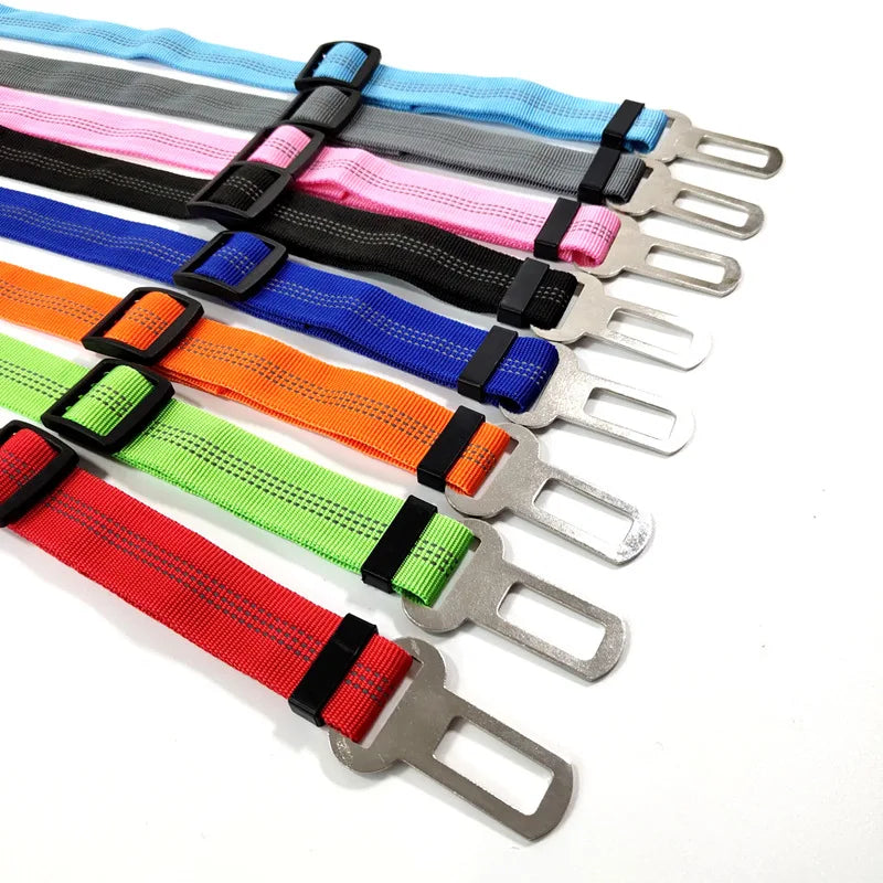 Adjustable Pet Car Seat Belt Leash for Dog Safety.  Has Nylon, Reflective, Cushioning, Elasticity Leash.