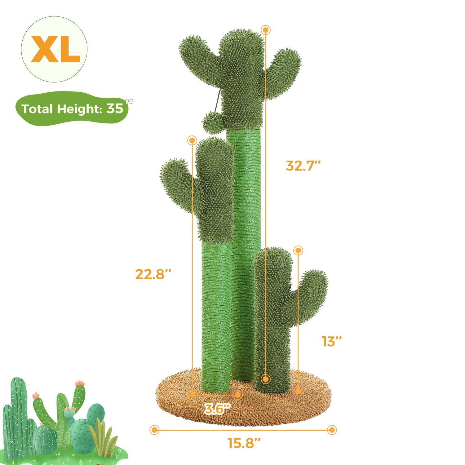Cactus Cat Tree with Large Condo, Hammock, Dangling Ball, Small Cat Tower, Cat Scratching Post for Indoor Cats.  Limit 8.7 lb.