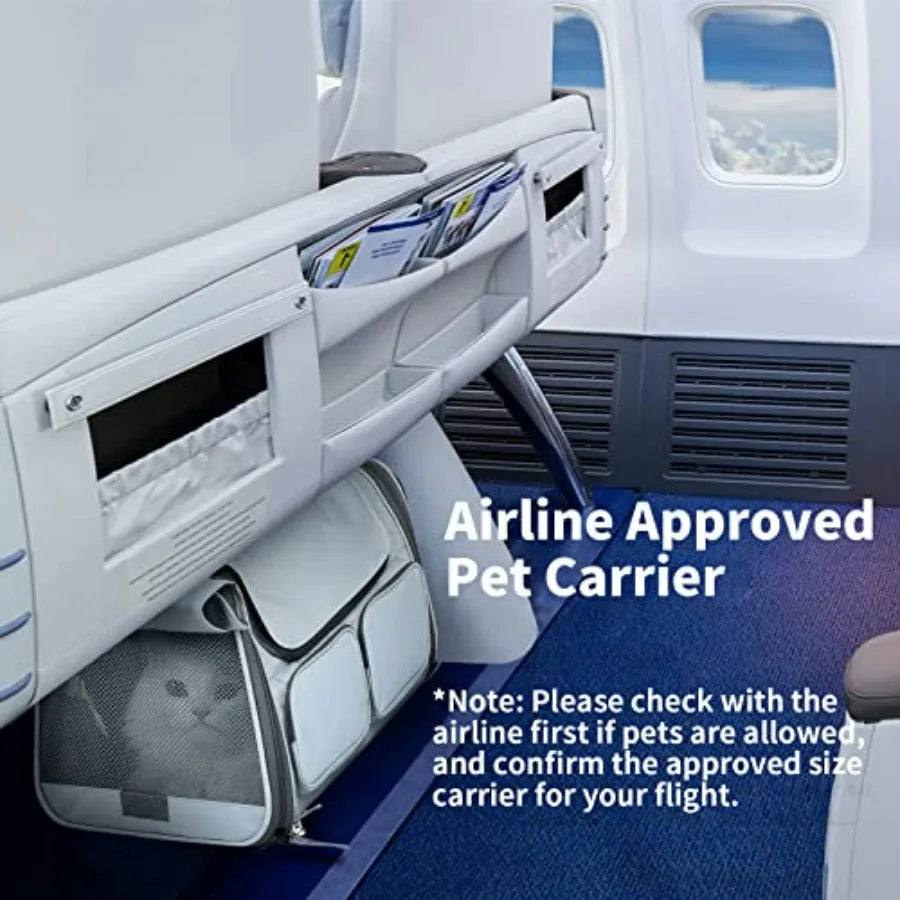 Cat Carrier, Soft-Sided Small Dog Carrier, Large Cat Travel Bag with 4 Mesh Windows, Under 15 lb.  Airline Approved Pet Carrier.