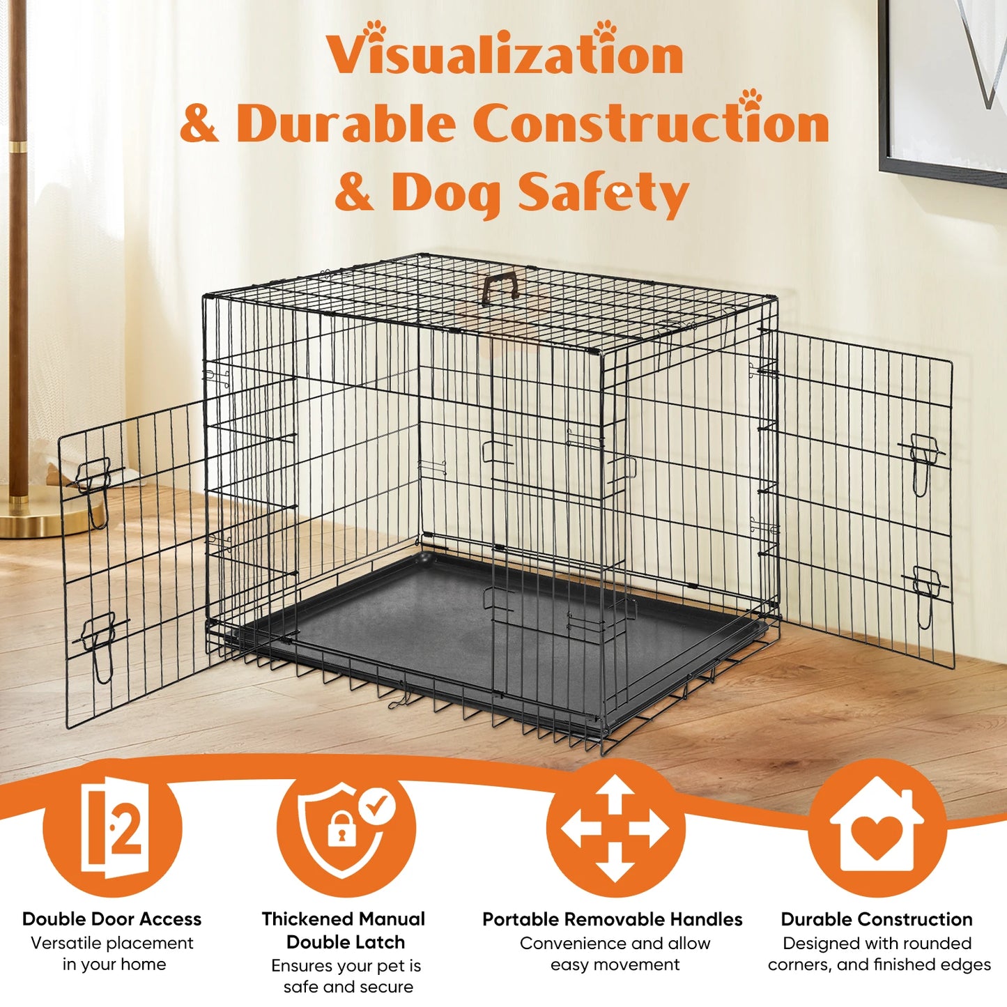 48 inch Double Door Metal Dog Kennel.