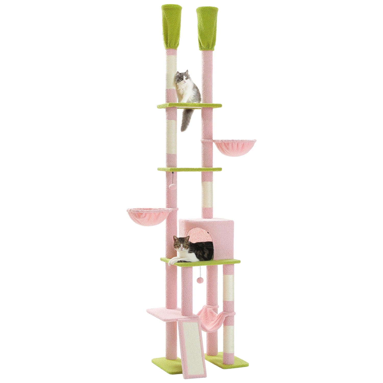 Cactus Cat Tree Tower 7 Tiers Cat Climbing Tree with Hammocks, Condos, Scratching Posts, Ladder and Cat Toys.