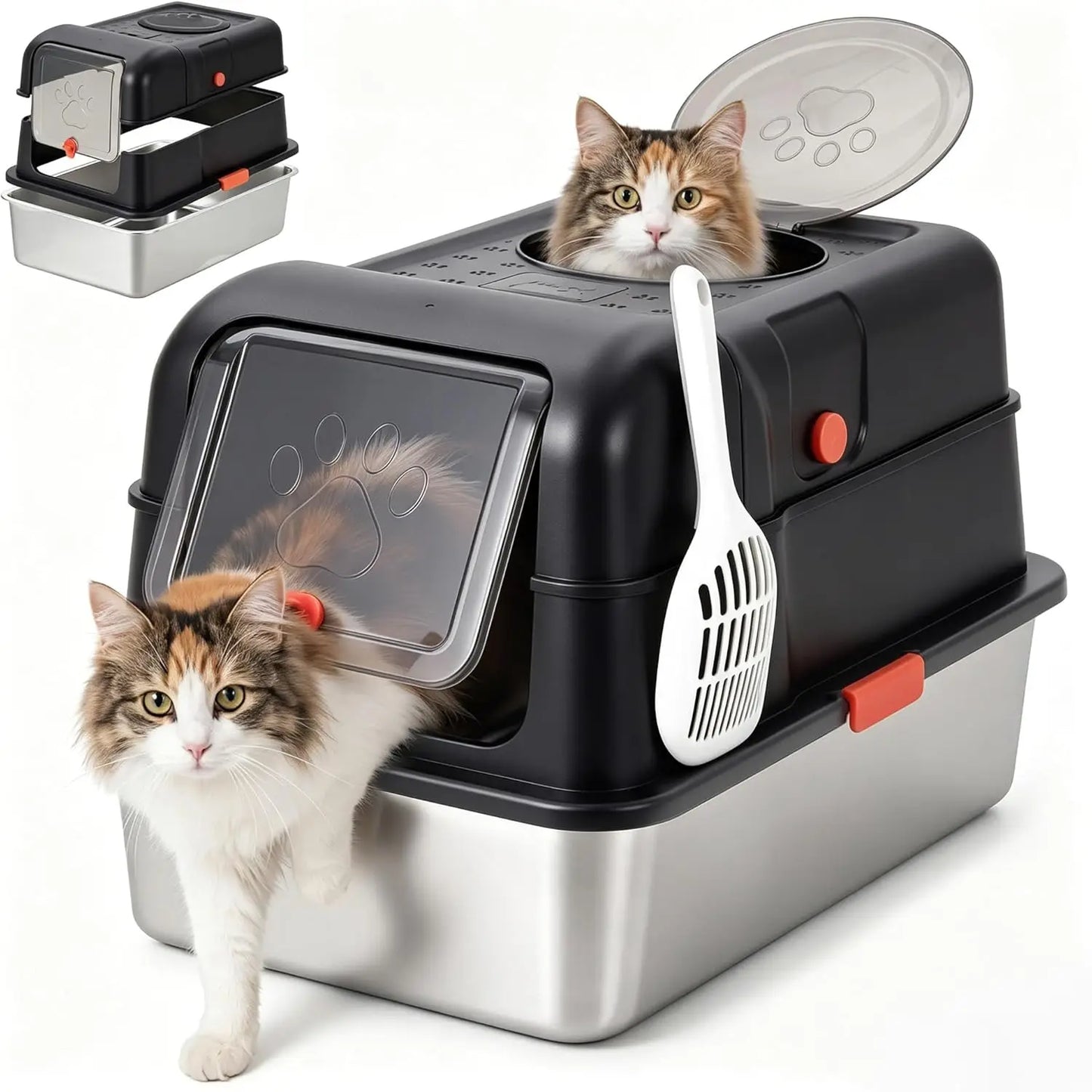 Enclosed XL Litter Box With Lid & Scoop.