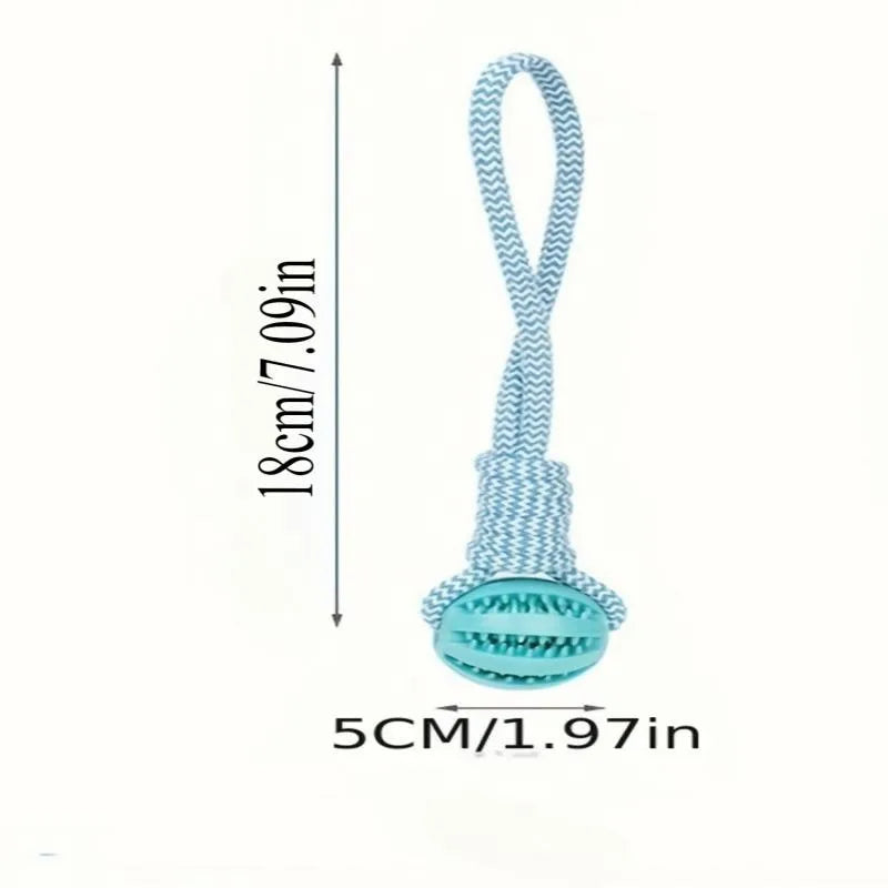 Cotton Rope & Rubber Dog Chew Ball. Durable Treat Dispenser Toy.  Keeps Dog Interactive and solves boredom.