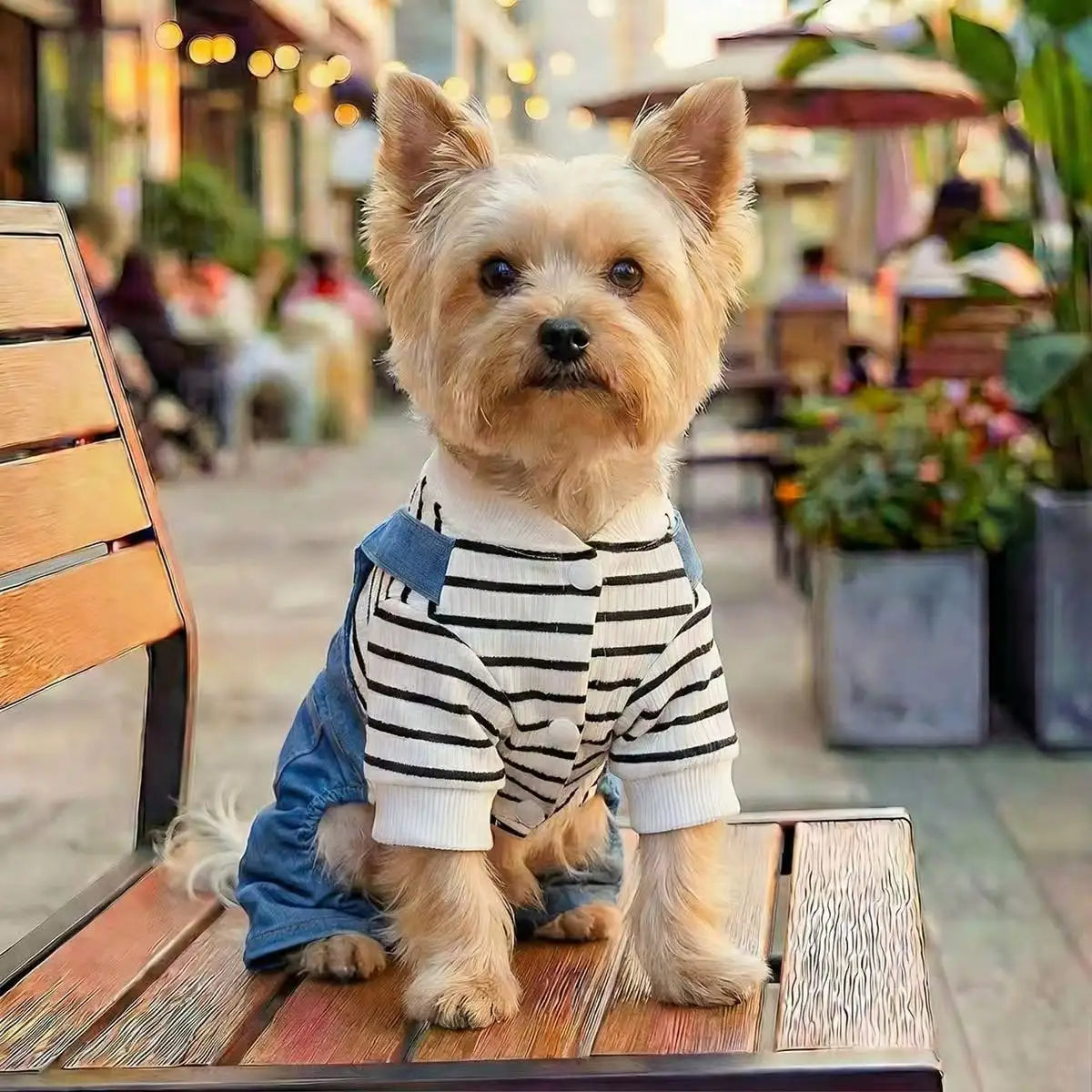 1 piece Spring & Summer Pet Clothes for Dogs and Cats.  Pet Suspender Pants and a  Cute Bear Print on the back of the Casual Jumpsuit.