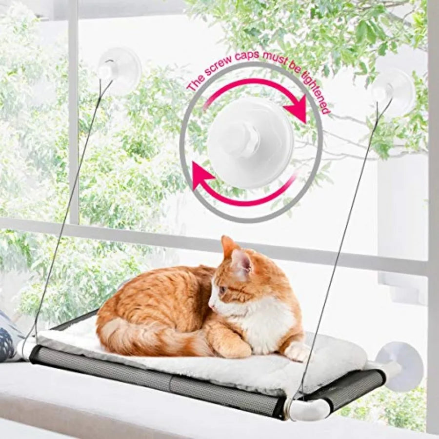 2026 Cat Window Perch, Cat Hammock Window Seat with Free Fleece Blanket   Suction Cups Extra Large.