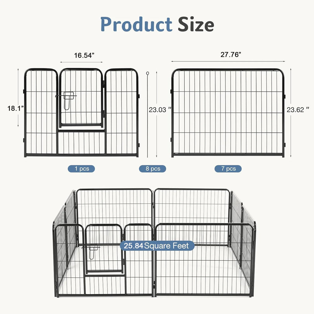 Metal Panels Outdoor Playpen for Large Dogs, Puppies, Cats and Kittens.