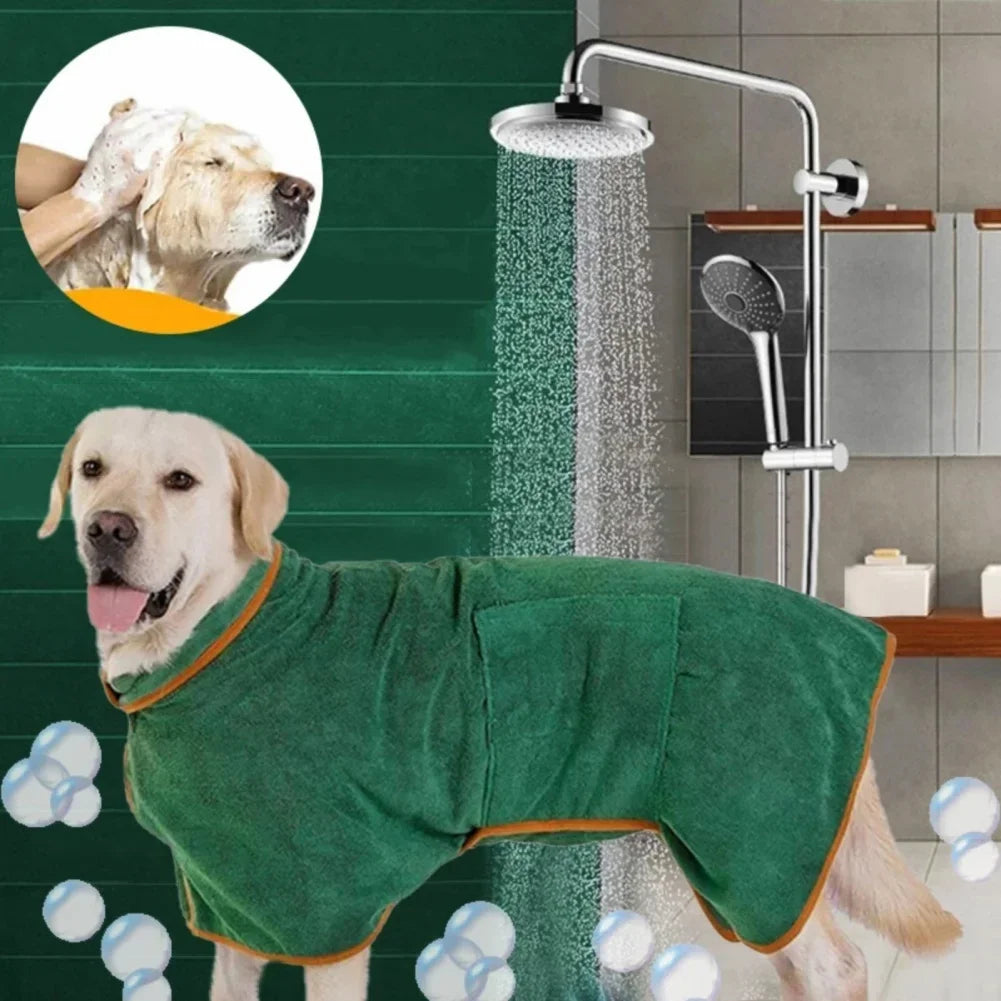 Dog Bathrobe,  Absorbent Soft Towel for Large, Medium, Small Dog. Robe has Quick Dry Adjustable Drying Coat.
