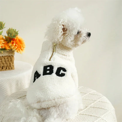 Winter Fleece Sweatshirt Coat with "ABC" for Small Dogs, Puppies & Cats.
