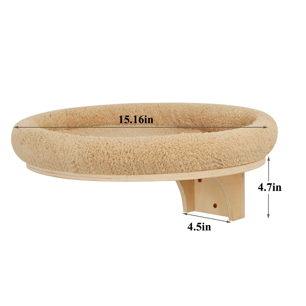Cat Wall Mounted Wooden Climbing Ladder and Cat Hammock(extra) with Scratching Post and Perches.