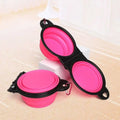 2 in 1 Collapsible Double Dog Travel Bowl.  Folding Bowl Allows One Side for Food and the Other for Water.