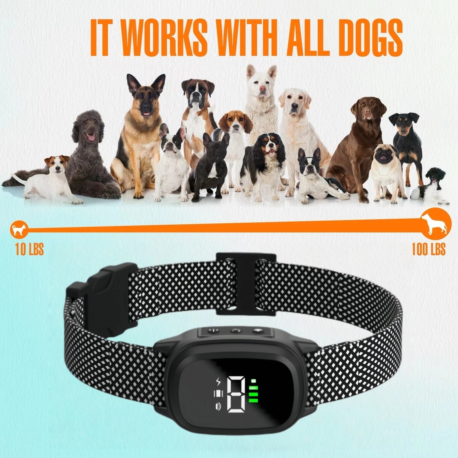 Waterproof Dog Bark Collar, Rechargeable Anti-Bark Collar for Small and Medium Dogs.