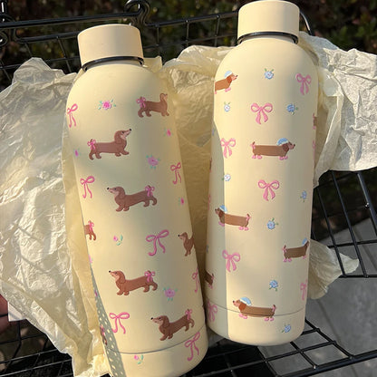 Dachshund Puppy Stainless Steel Thermos & Thermal Water Bottle.