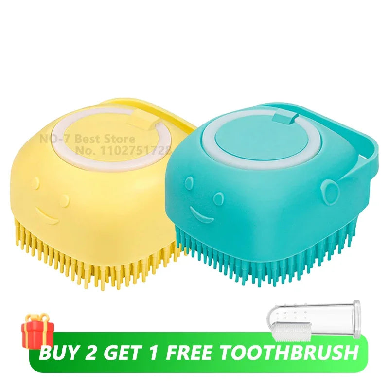 Pet Bathing Brush with Shampoo Dispenser.