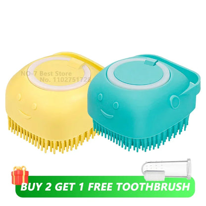 Pet Bathing Brush with Shampoo Dispenser.