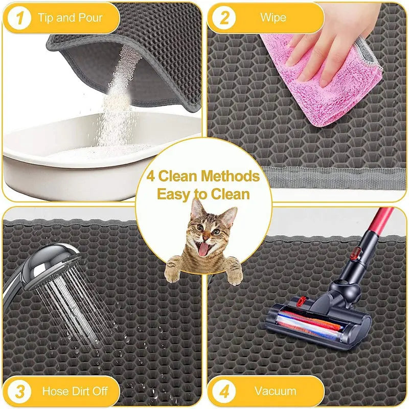 Cat Litter Mat Waterproof. Double Layer Cat Litter Mat, Trapping Pet Litter in Bottom Mat.