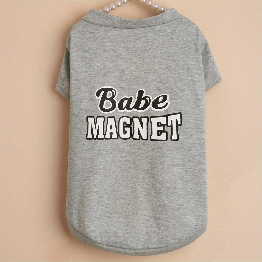 1 pc Cute "Babe Magnet" Graphic Pet Summer Breathable Vest For Dogs and Cats.