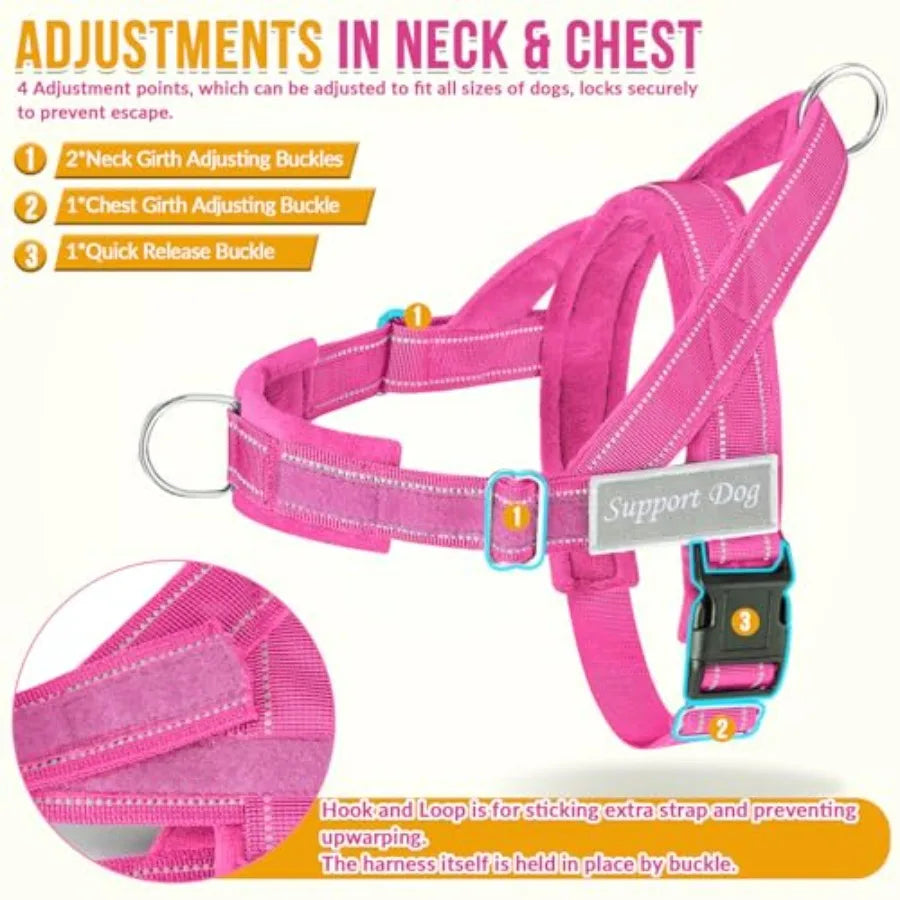 No Pull Dog Harness - Heavy Duty Dog Harness and Leash Set for Dogs.  Reflective Tactical Harness with Soft Padded and Front Clip,