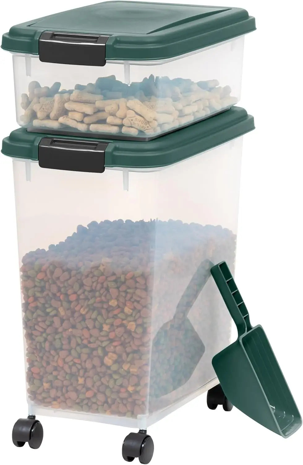 Dog Food Storage Container with Treat Box & Scoop.