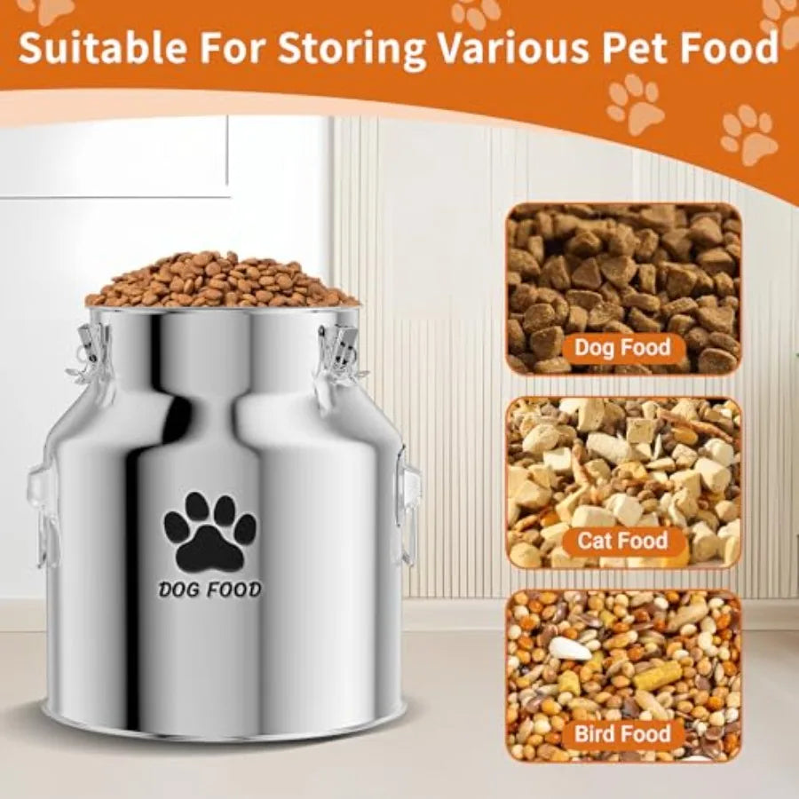 Metal Dog Food Storage Container 18Lbs, Stainless Steel Dog Food Storage Container with Lids Airtight,