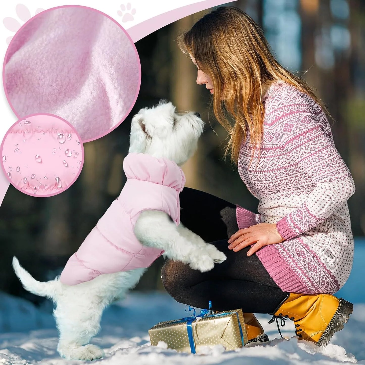 Lightweight Puffer Down Jacket for Small & Medium Dogs.