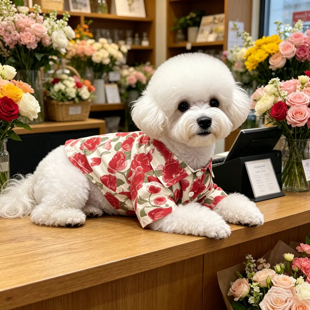 1 piece Summer thin rose pet shirt, breathable.