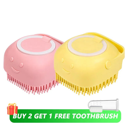 Pet Bathing Brush with Shampoo Dispenser.