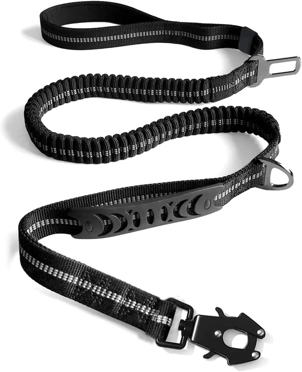 Reflective Shock Absorbing Pet Leashes with Car Seatbelt for Large Dogs.  Heavy Duty Tactical No Pull Dog Leash.