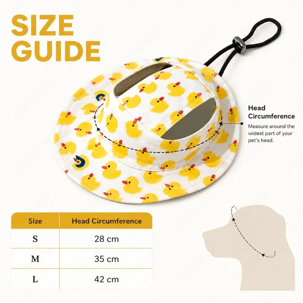 Adjustable Dog Hat Cute Print Cap for Cats, Puppies and Small to Medium Breed Dogs.