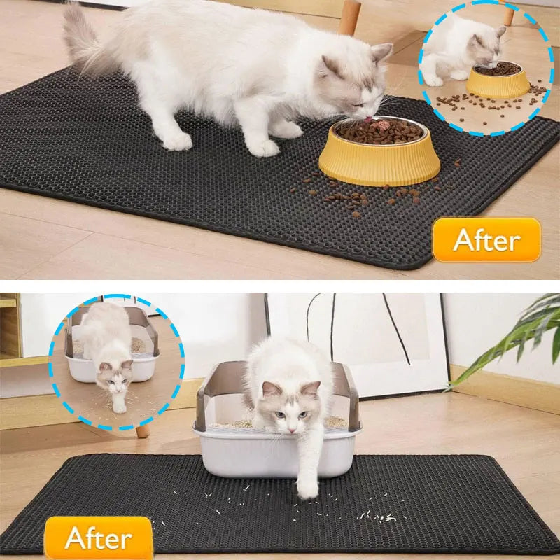 Cat Litter Mat Waterproof. Double Layer Cat Litter Mat, Trapping Pet Litter in Bottom Mat.