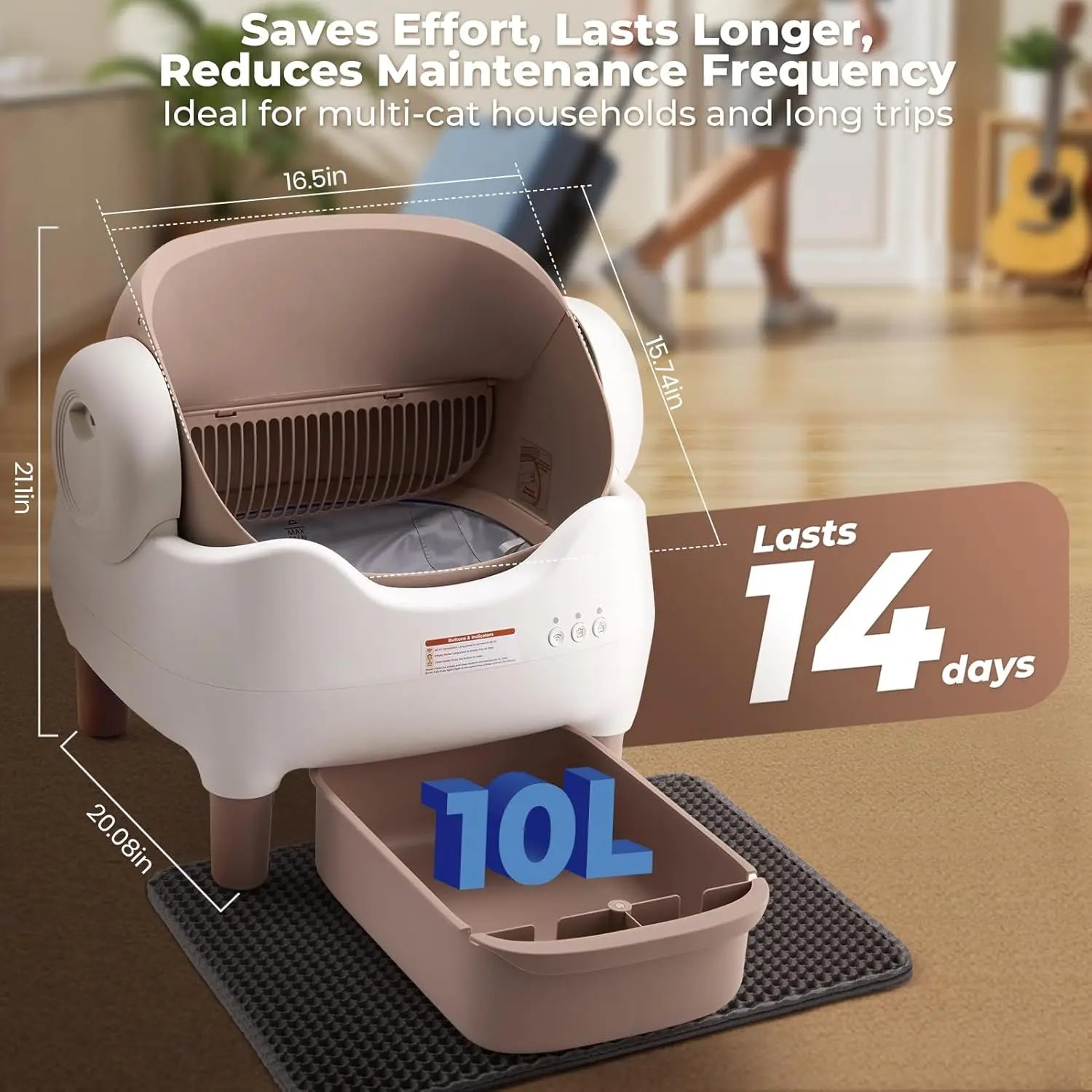 Automatic XL Litter Box, Self Cleaning Cat Litter Box, Smart with Wi-Fi App.
