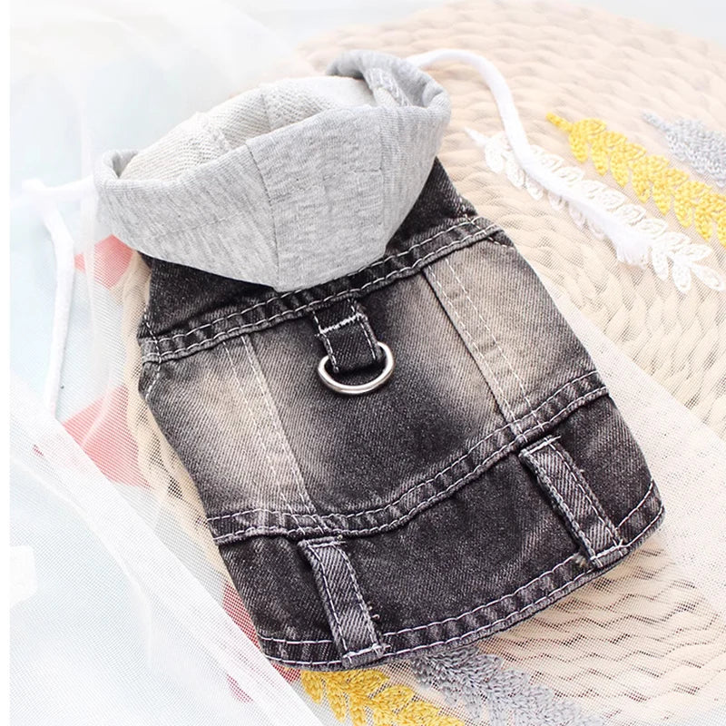 Jeans Hoodie for Small Dogs, Cats & Puppies. Sizes XS - XXL.